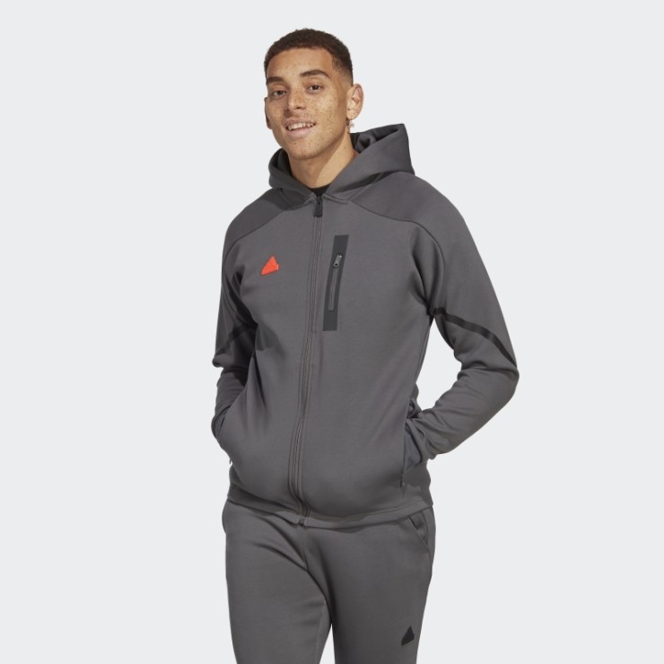 Gris Diseñado Para Gameday Sudadera Con Cremallera Completa Adidas