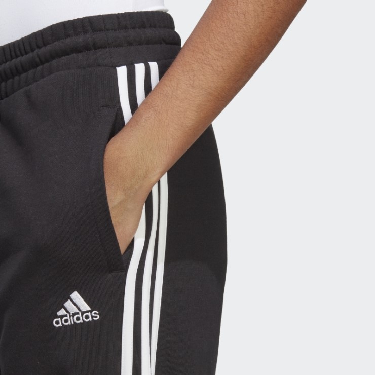 Pantalones Anchos De Felpa Francesa De 3 Rayas Essentials Adidas Negro