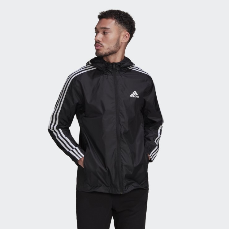 Chaqueta Cortavientos Essentials 3 Rayas Adidas Negro