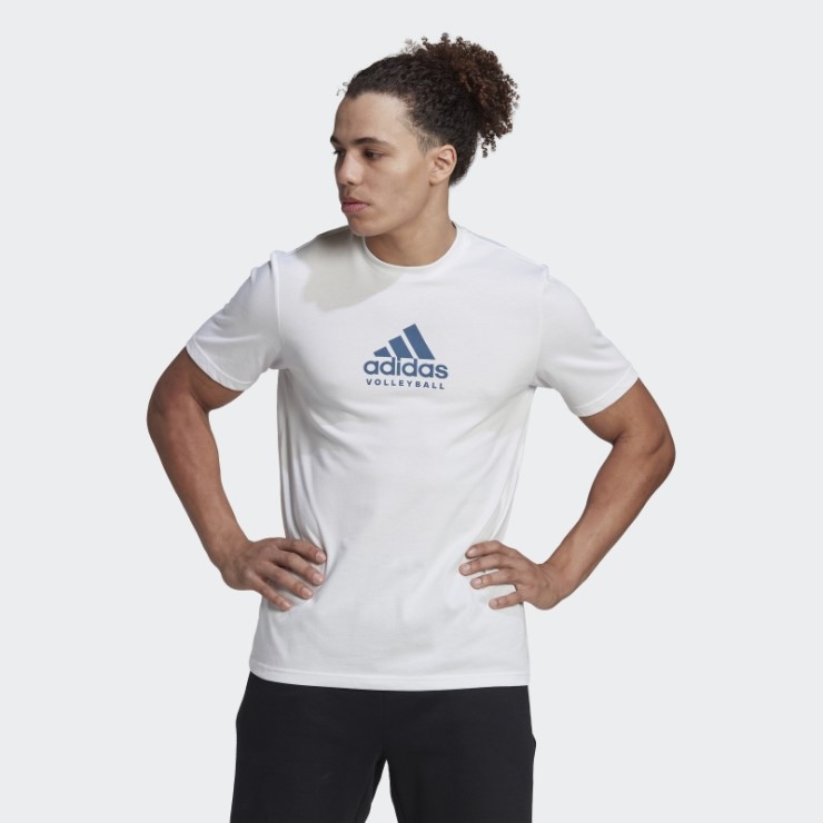 Camiseta Blanca Con Logo Gráfico De Voleibol De Adidas