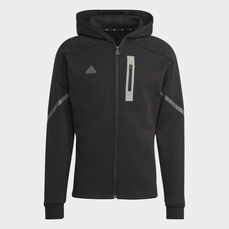 Adidas Negra Diseñada Para El Gameday Con Capucha Y Cremallera Completa