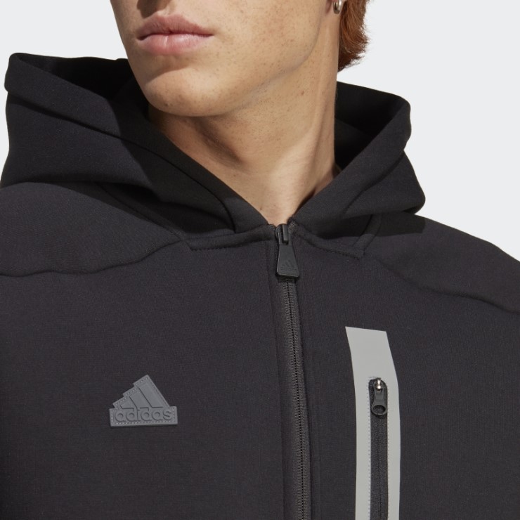 Adidas Negra Diseñada Para El Gameday Con Capucha Y Cremallera Completa