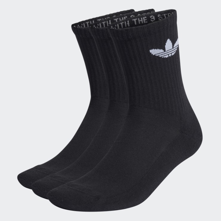 Calcetines Adidas Acolchados De Media Caña Con Trébol, 3 Pares, Blanco