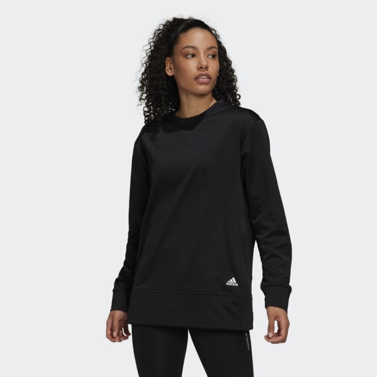 Sudadera Negra Aeroready Con Cuello Redondo Adidas
