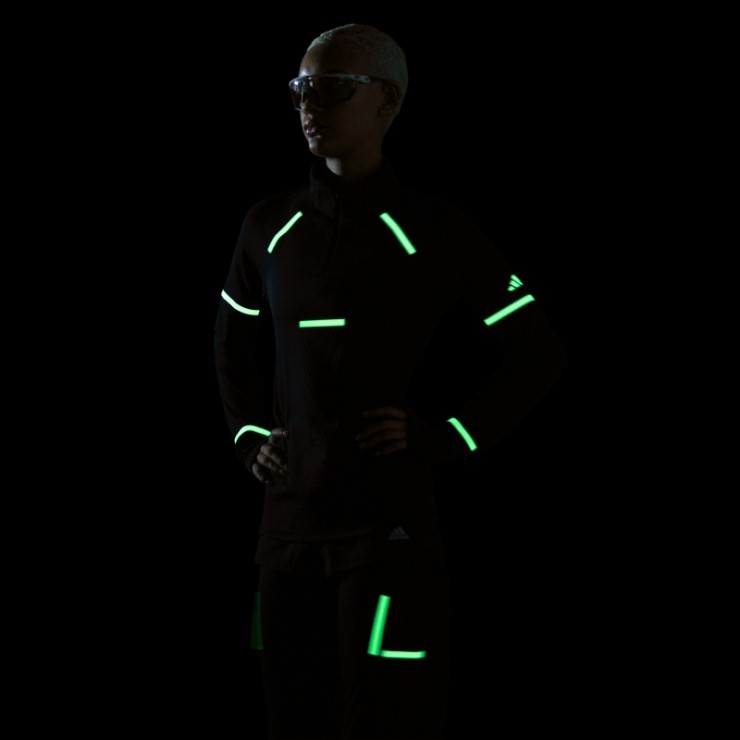 Negro Adidas Reflect At Night X-city Camiseta De Running De Manga Larga