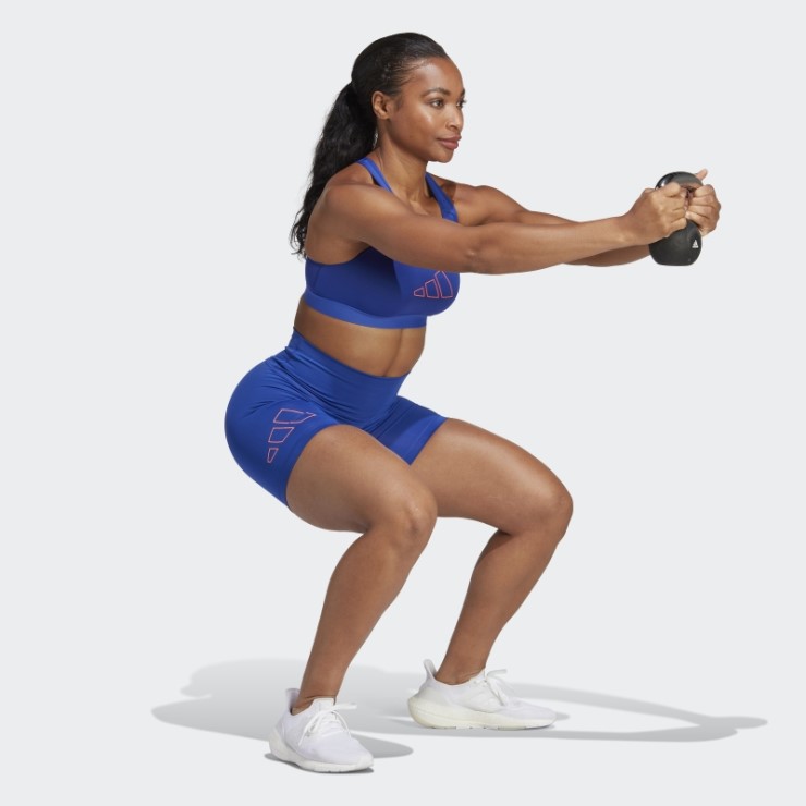 Mallas Cortas De Entrenamiento De Tiro Alto Optime Hyperbright Azul Adidas