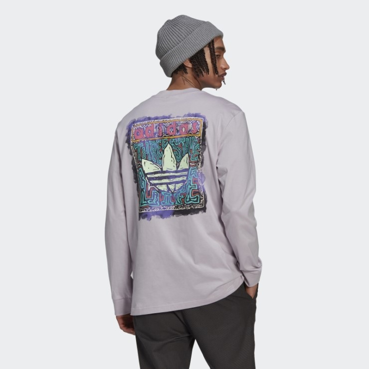 Camiseta Gráfica Adidas De Manga Larga Malva