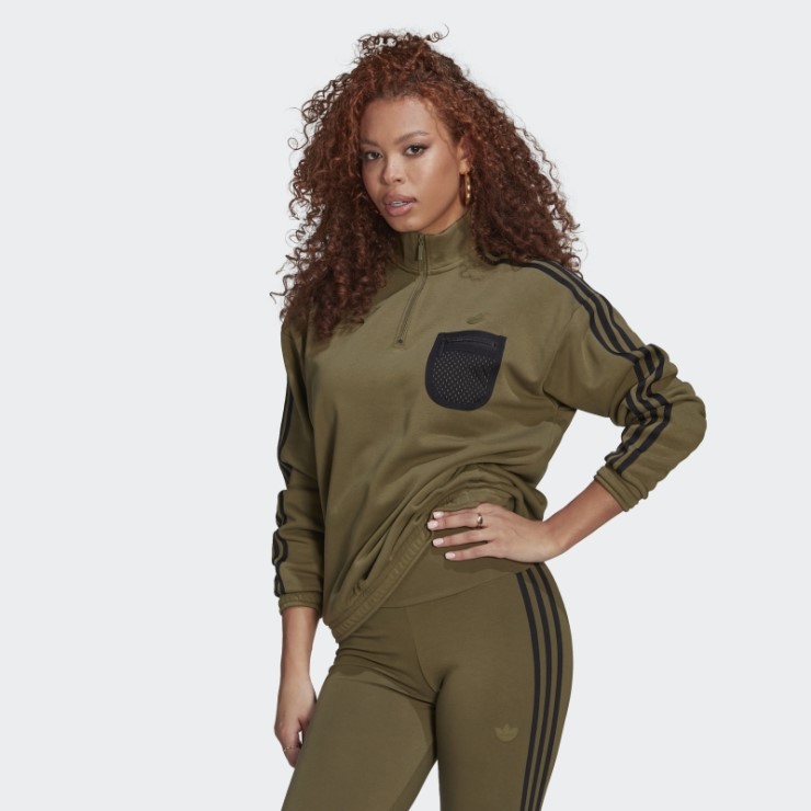 Adidas Sudadera Verde Oliva Con Cremallera