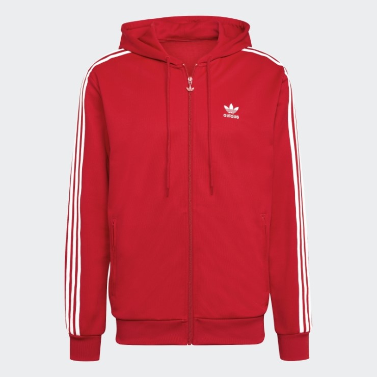 Chaqueta De Chándal Con Capucha Y Cremallera Completa Adicolor Classics Adidas Rojo