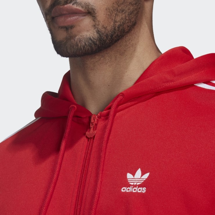 Chaqueta De Chándal Con Capucha Y Cremallera Completa Adicolor Classics Adidas Rojo