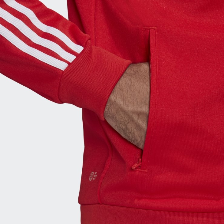 Chaqueta De Chándal Con Capucha Y Cremallera Completa Adicolor Classics Adidas Rojo