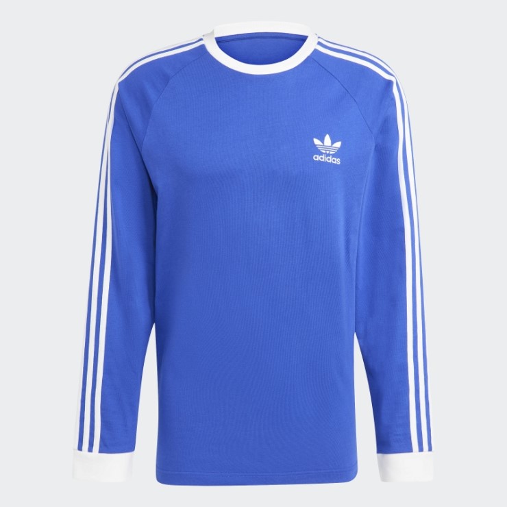 Adidas Camiseta Azul De Manga Larga Adicolor Classics Con 3 Rayas