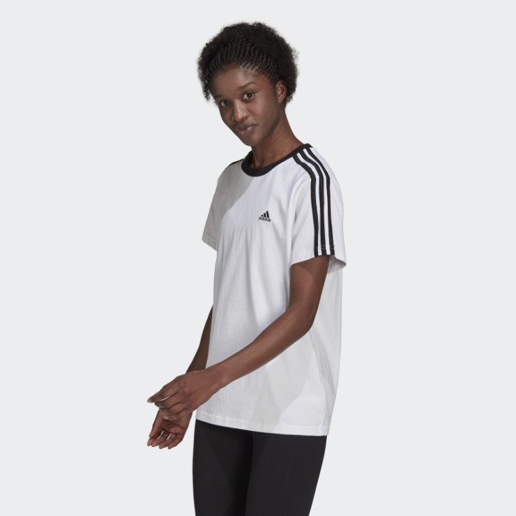 Camiseta Blanca Essentials 3 Rayas Adidas