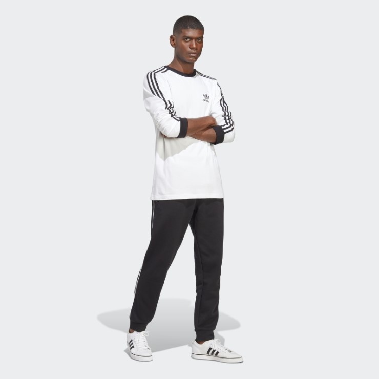 Camiseta Blanca De Manga Larga Adidas Adicolor Classics 3-stripes