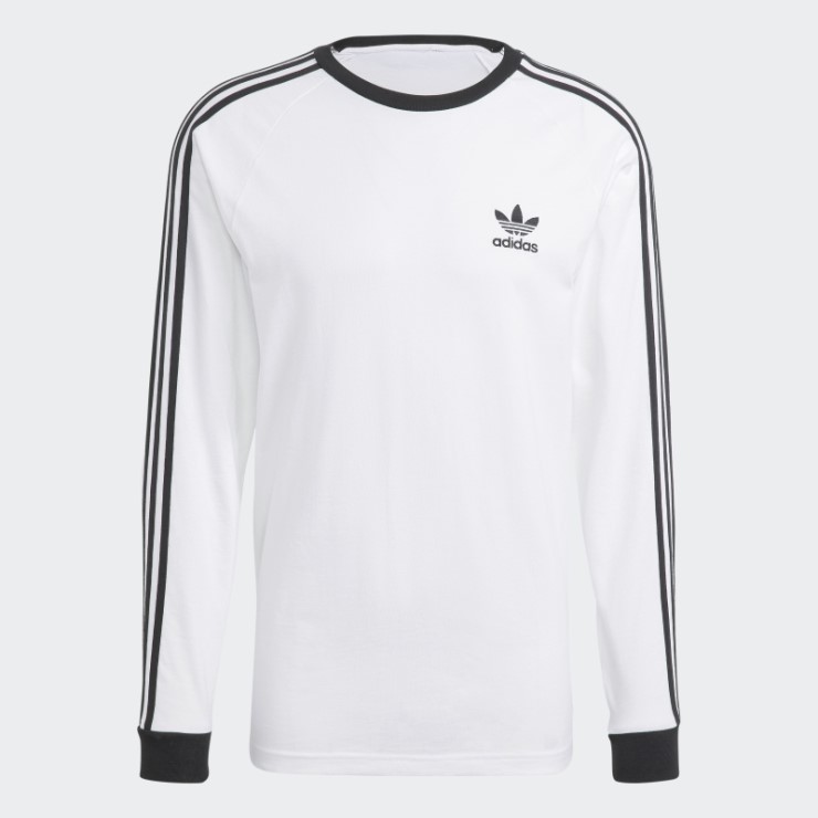 Camiseta Blanca De Manga Larga Adidas Adicolor Classics 3-stripes