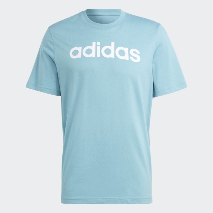 Camiseta Azul Esencial Con Logo Bordado Lineal De Jersey Sencillo Adidas