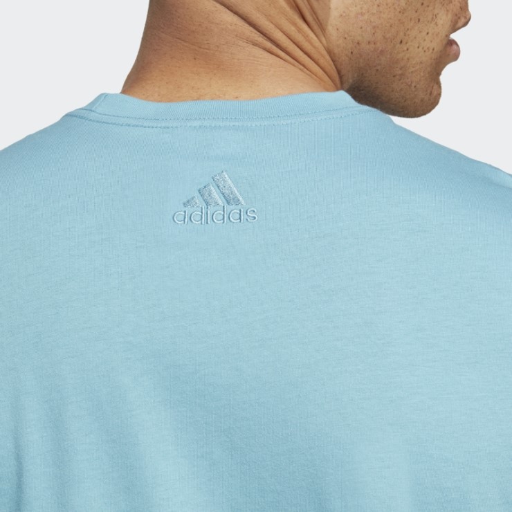 Camiseta Azul Esencial Con Logo Bordado Lineal De Jersey Sencillo Adidas