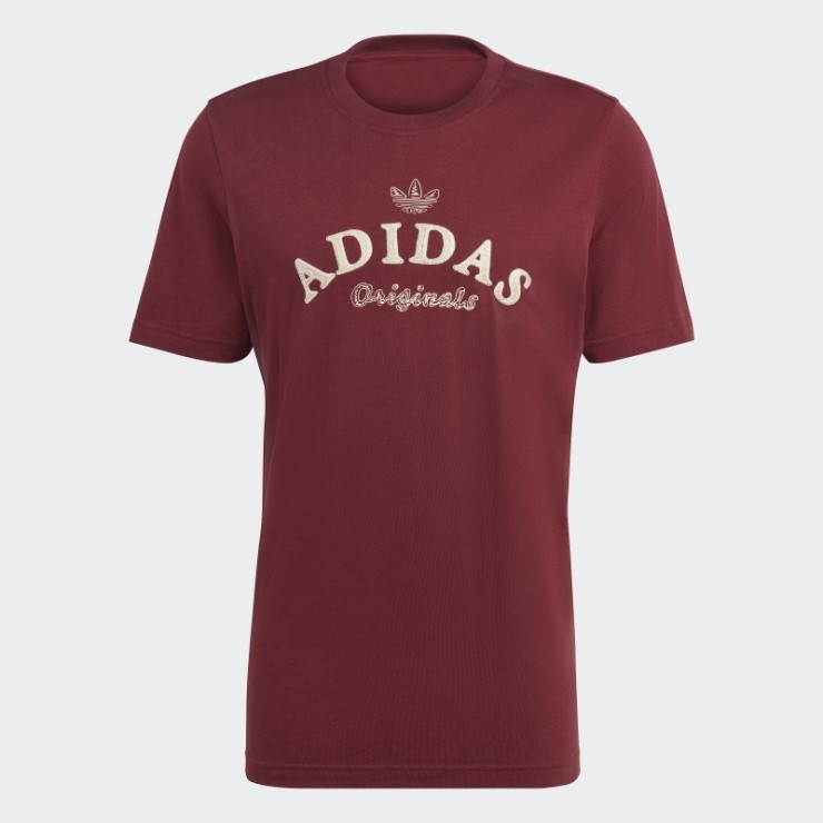 Camiseta Roja Con Gráficos De Archivo Adidas