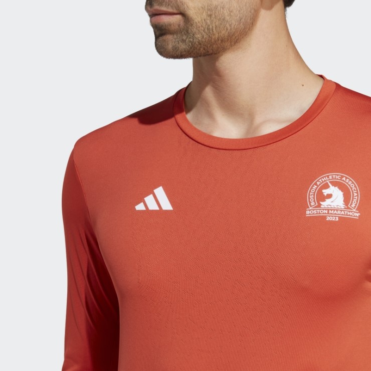 Camiseta Manga Larga Boston Marathon 2023 Adidas Roja