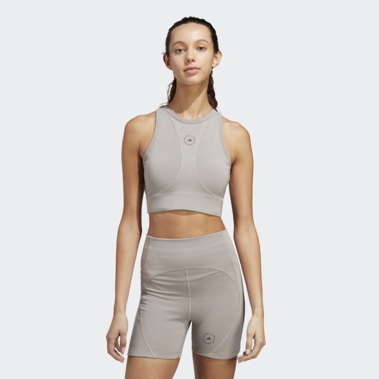 Adidas By Stella Mccartney Truestrength Yoga Crop Top Paloma Gris Caliente