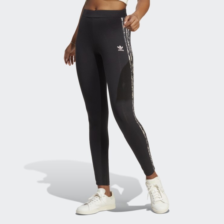 Adidas Leggings Negros Con Estampado De 3 Rayas