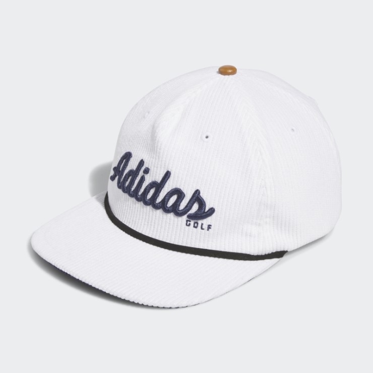 Gorra De Cuerda De Cinco Paneles De Cuero De Pana Blanca De Adidas