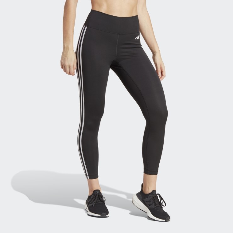 Negro Adidas Train Essentials 3 Rayas Cintura Alta 7/8 Leggings Moda