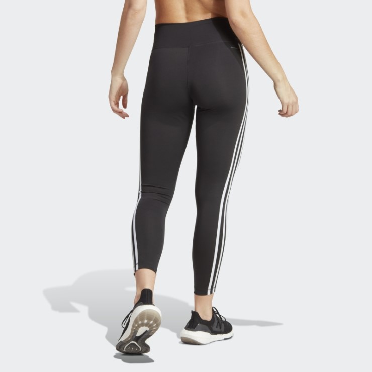 Negro Adidas Train Essentials 3 Rayas De Talle Alto 7/8 Leggins