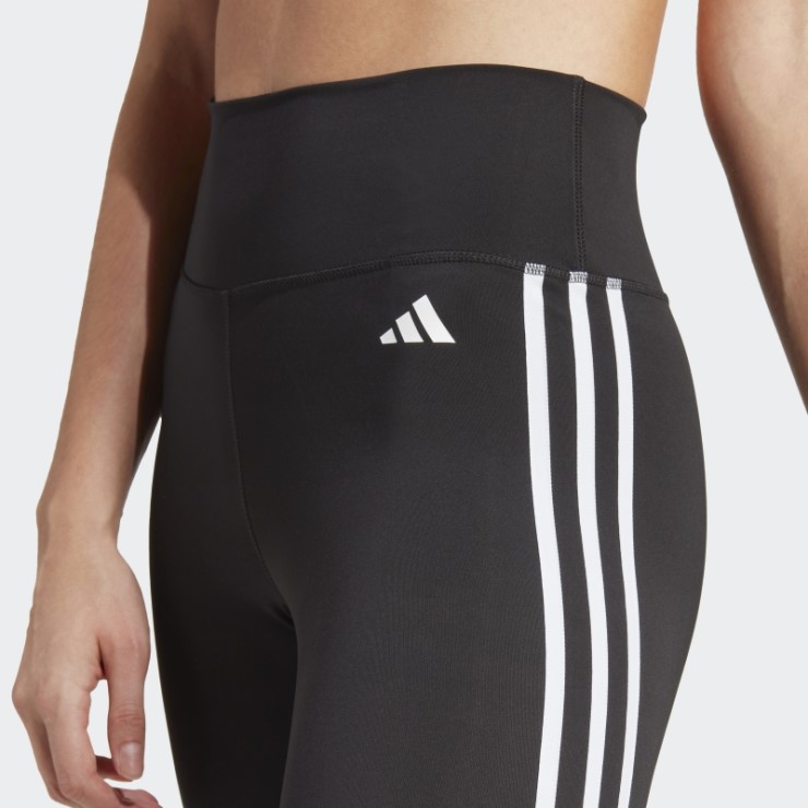 Negro Adidas Train Essentials 3 Rayas De Talle Alto 7/8 Leggins
