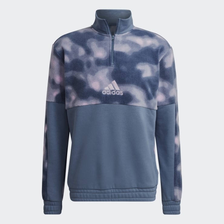 Adidas Polar Fleece Nature Allover Print 1/4-zip Chaqueta Acero