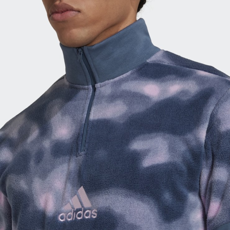 Adidas Polar Fleece Nature Allover Print 1/4-zip Chaqueta Acero