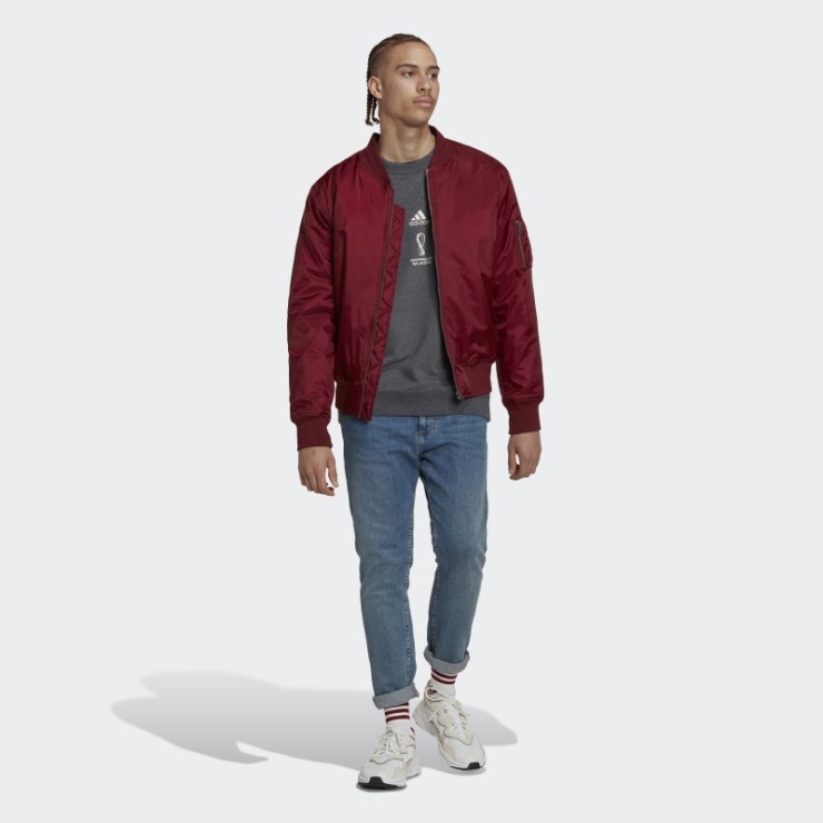 Adidas Sudadera Gris Oscuro Jaspeado Con Emblema Oficial De La Copa Mundial De La Fifa 2022