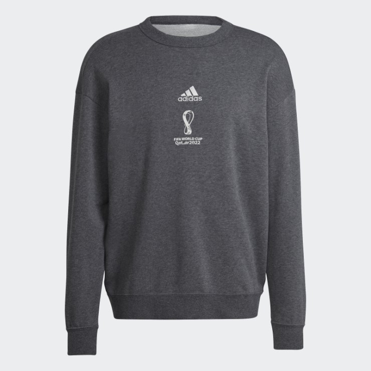 Adidas Sudadera Gris Oscuro Jaspeado Con Emblema Oficial De La Copa Mundial De La Fifa 2022