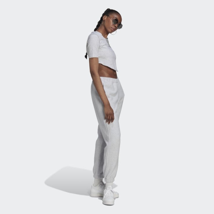 Camiseta Crop Loungewear Adidas Gris Claro Jaspeado