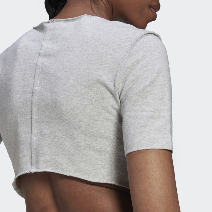 Camiseta Crop Loungewear Adidas Gris Claro Jaspeado