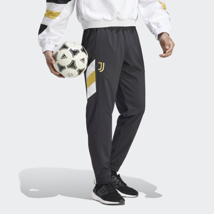 Adidas Pantalones Negros De La Juventus Con íconos Tejidos