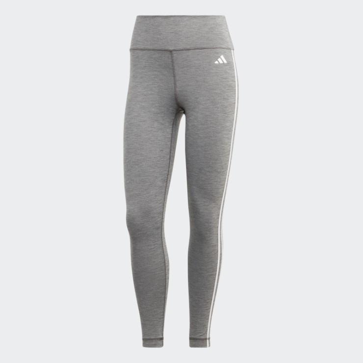 Gris Oscuro Jaspeado Adidas Train Essentials 3 Rayas De Talle Alto 7/8 Leggins
