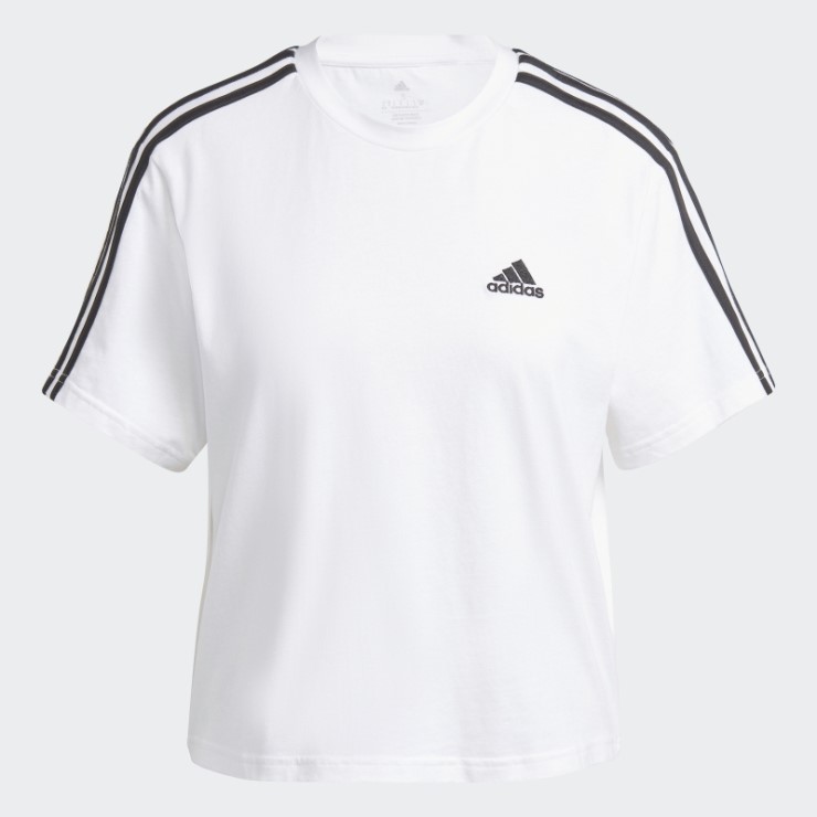 Adidas Essentials 3-stripes Single Jersey Crop Top Negro Moda