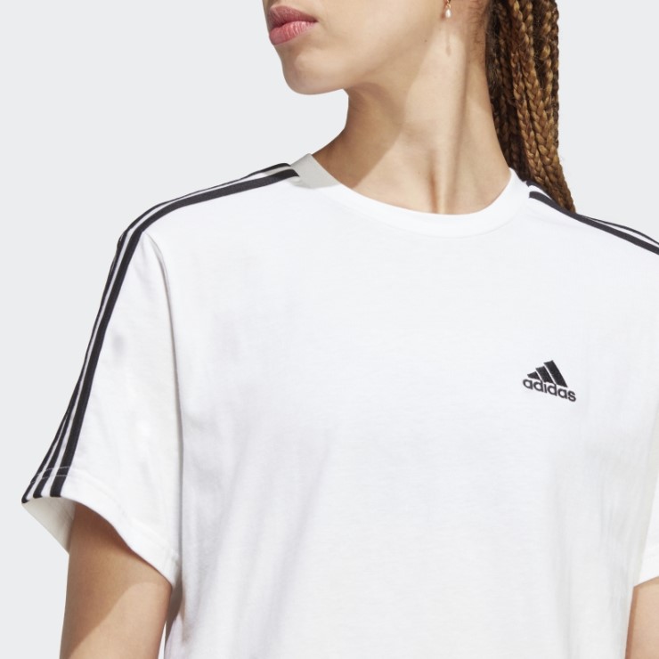 Adidas Essentials 3-stripes Single Jersey Crop Top Negro Moda