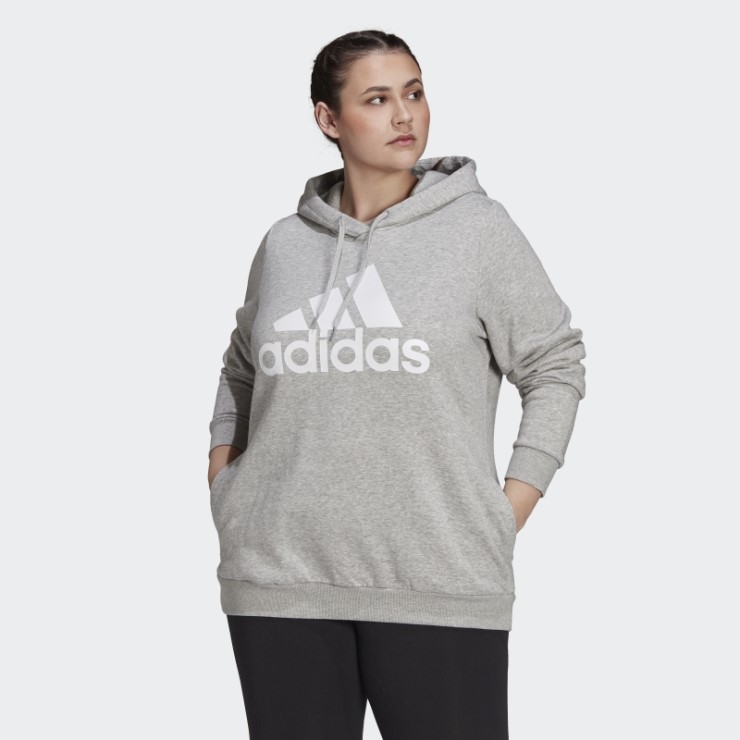 Sudadera Con Capucha De Forro Polar Con Logo Esencial (talla Grande) Adidas Gris Medio