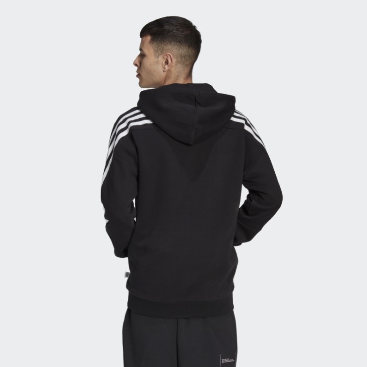 Adidas Sudadera Con Capucha Y Cremallera Completa De 3 Rayas Con íconos Del Futuro Negro