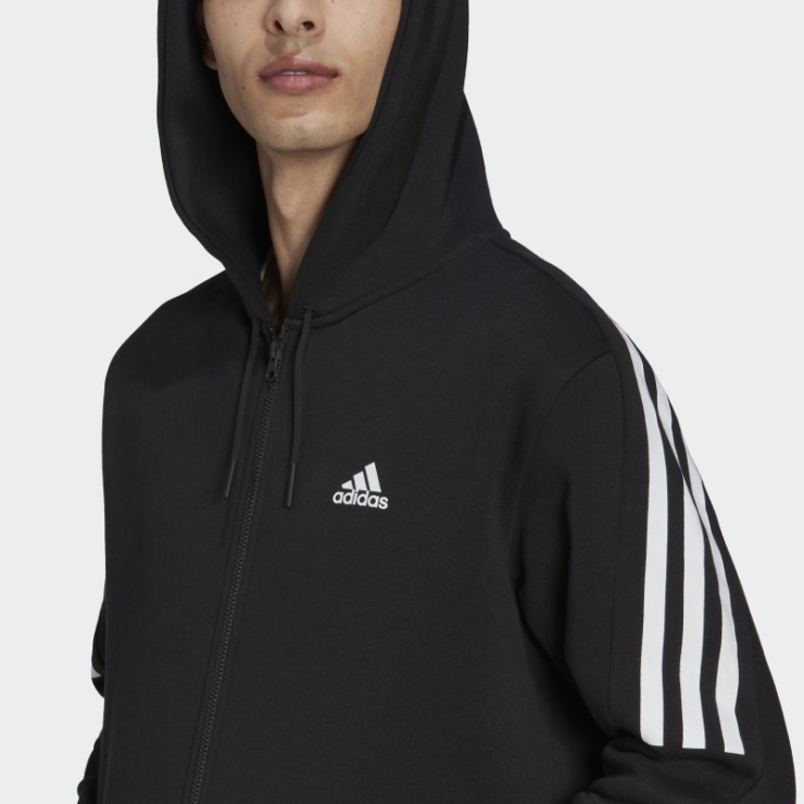 Adidas Sudadera Con Capucha Y Cremallera Completa De 3 Rayas Con íconos Del Futuro Negro