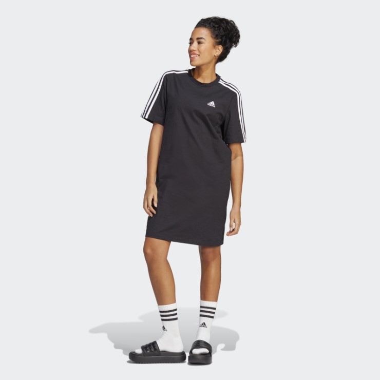 Adidas Essentials 3 Rayas Single Jersey Boy Vestido Camiseta Negro