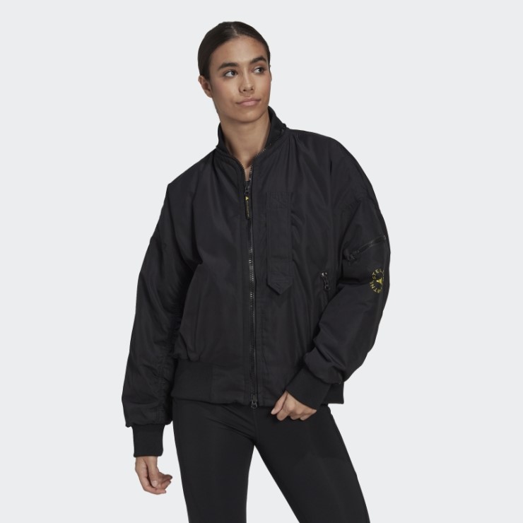 Negro Caliente Adidas By Stella Mccartney Chaqueta Bomber Tejida