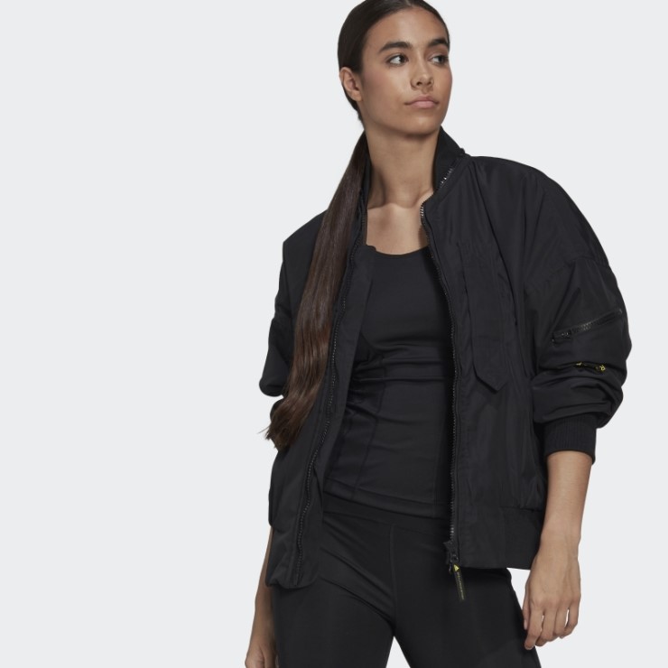 Adidas By Stella Mccartney Chaqueta Bomber Tejida Negra