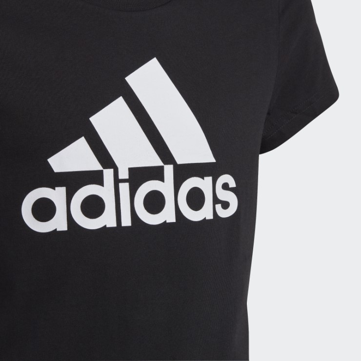 Camiseta Adidas Essentials Negra De Algodón Con Logo Grande
