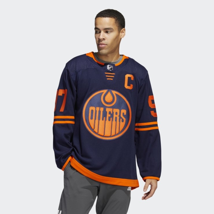 Adidas Azul Marino 09 Ccm-sld Oilers Mcdavid Tercera Camiseta Auténtica