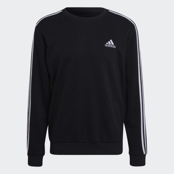 Sudadera Negra Adidas Essentials French Terry Con 3 Rayas