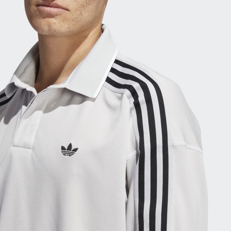 Camiseta Polo De Manga Larga (género Neutral) Gris Adidas