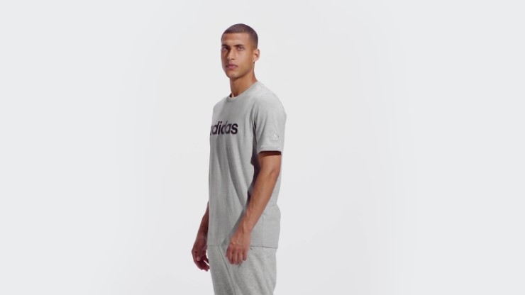 Adidas Camiseta Con Logo Bordado Linear Essentials Gris Medio